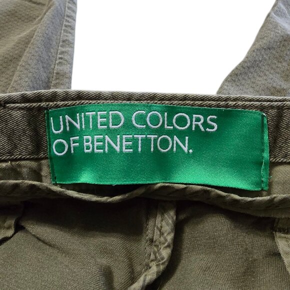 United Colors of Benetton Patterned Tapered Leg Pants In Olive Sz 56 (XXL) - Picture 6 of 10